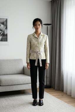 Tahari Arthur S. Levine Floral Brocade Belted Blazer Jacket